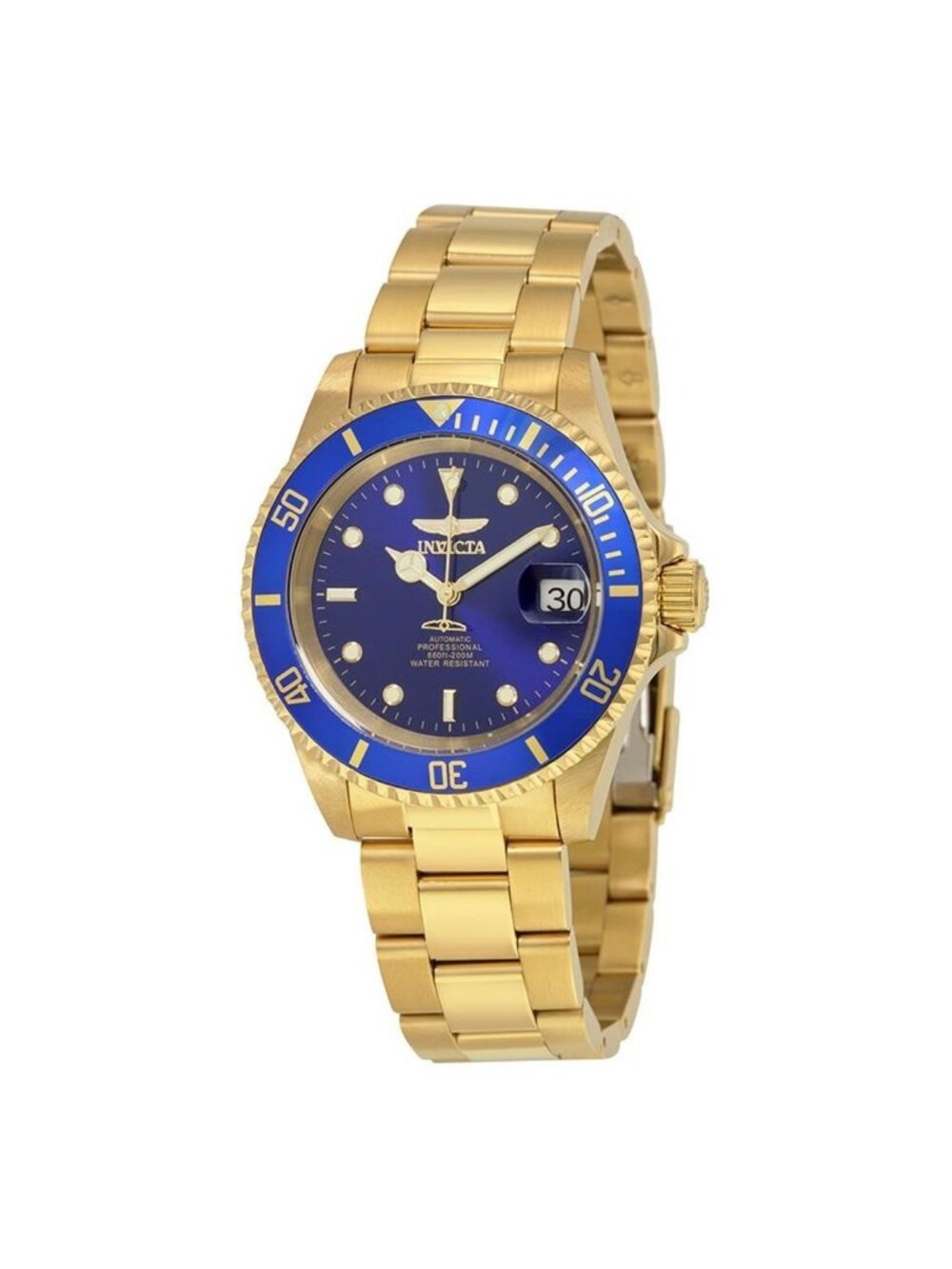 NWT Invicta Pro Diver Automatic Blue Dial Yellow Gold-plated Men's Watch